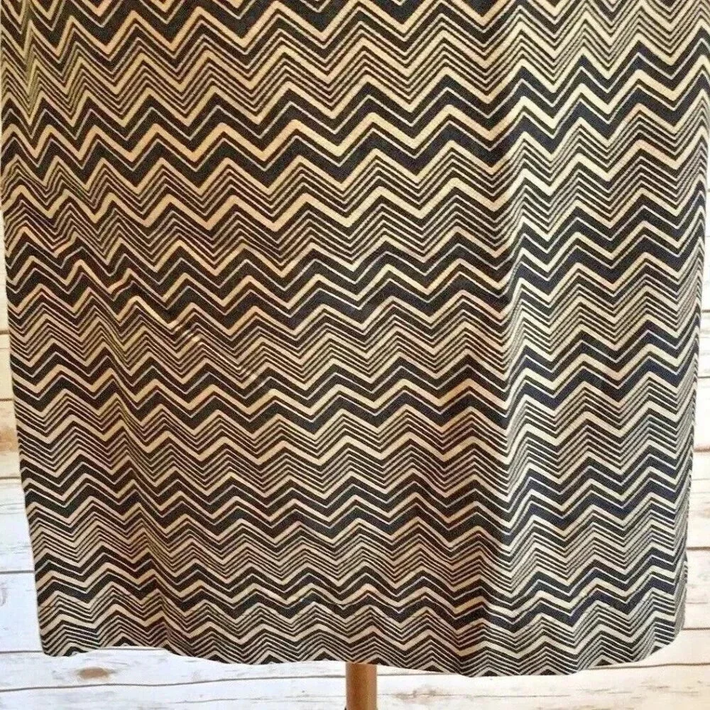 ANN TAYLOR LOFT Women Fully Lined Above the Knee Zig-Zag Brown Black Skirt Sz 6